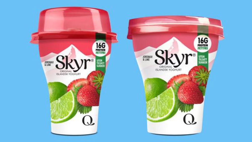 Gammel og ny skyr-emballasje