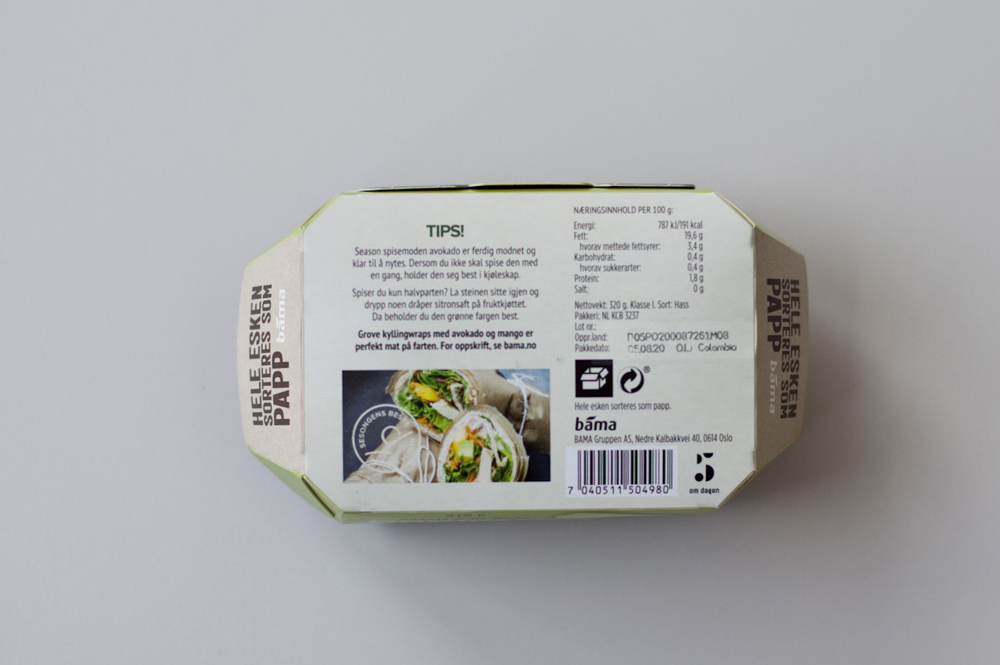 Avokado-emballasje i kartong